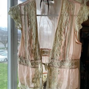 Vintage Flying Tomato Silk and Lace Top